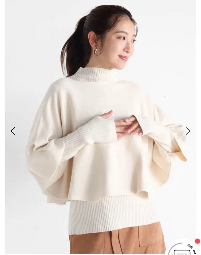 新品　Vin アンサンブル　ケープニット２点セット　アイボリー Vin｜ケープハイネックニットアンサンブル | Rakuten Fashion(楽天