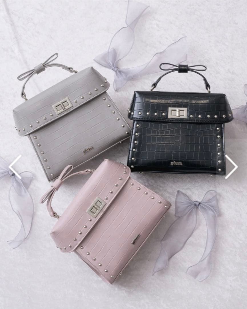 【新品未使用】pium‪‪❤︎‬リボンハンドルクロコバッグ