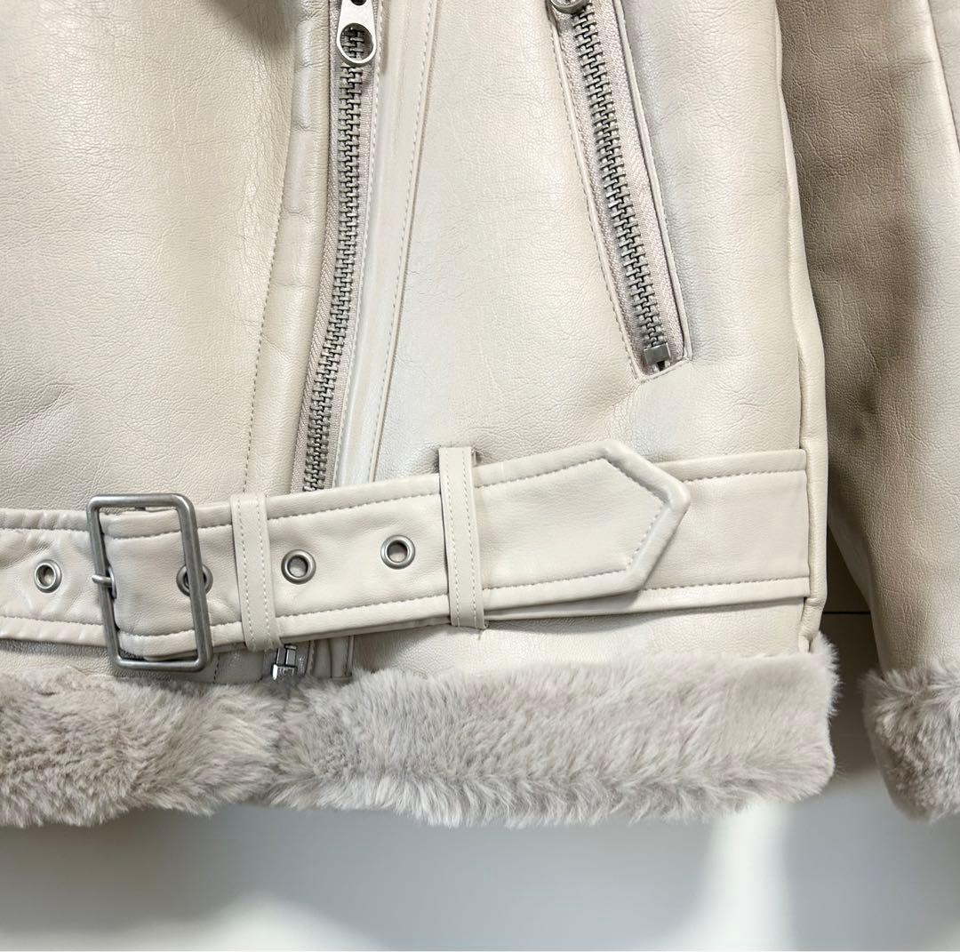 新品✨ZARA フェイクファーダブルフェイスライダースジャケット XS（S