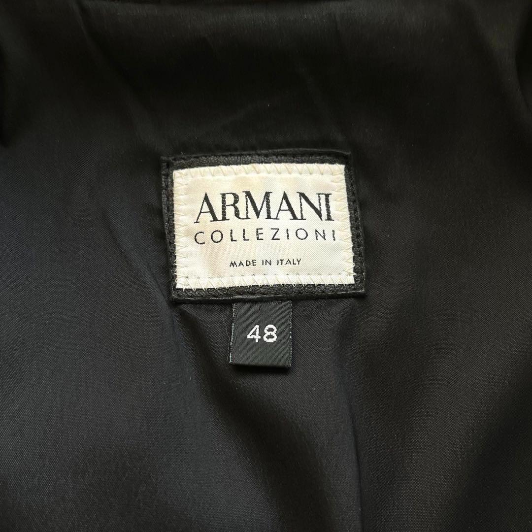 美品 アルマーニコレツィオーニ キルティング ラムレザー ブルゾン 黒