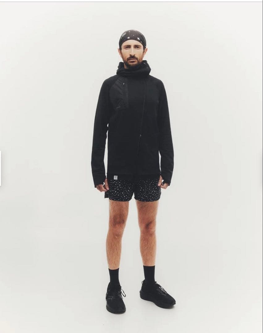 charbon GRID FLEECE HOODIE 黒 L ランニング