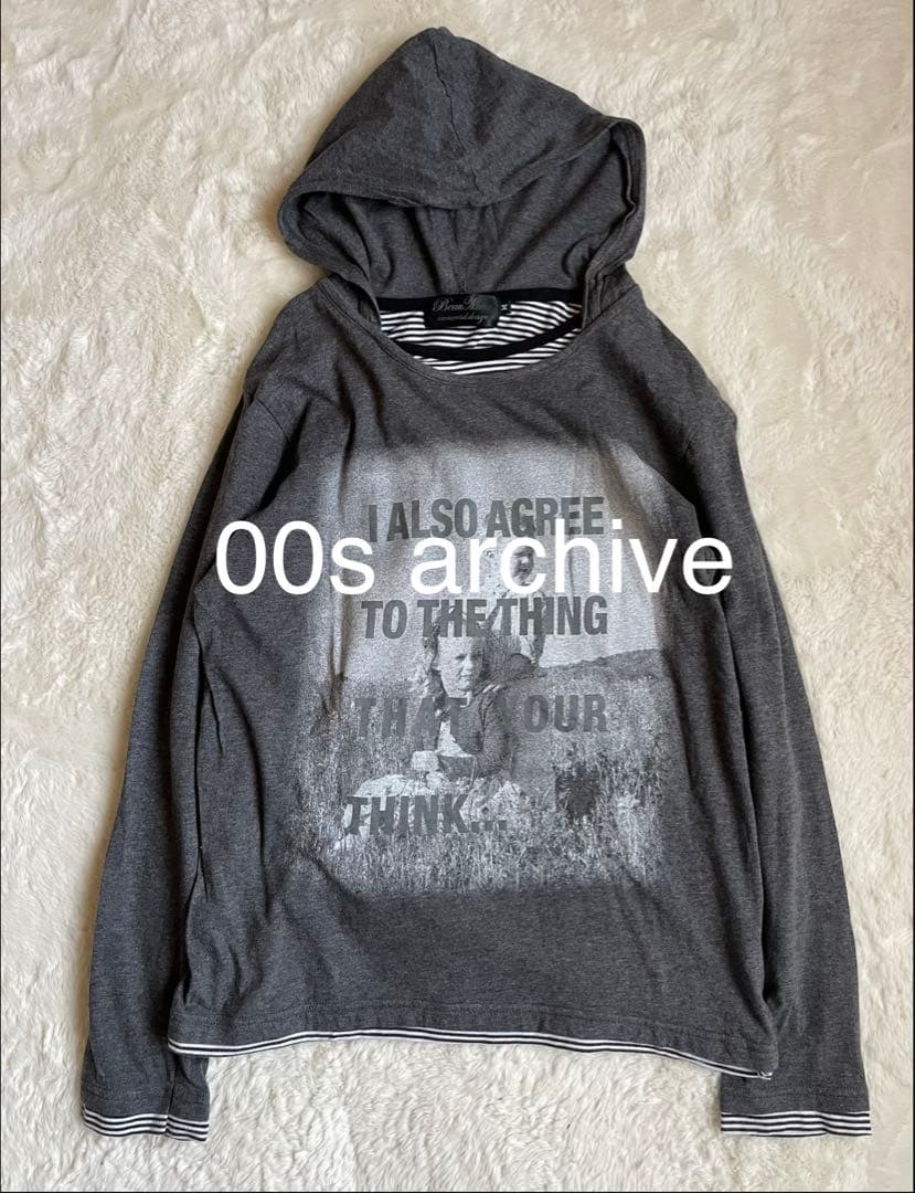 00s archive y2k グランジ プリントフーディーロンT - メルカリ