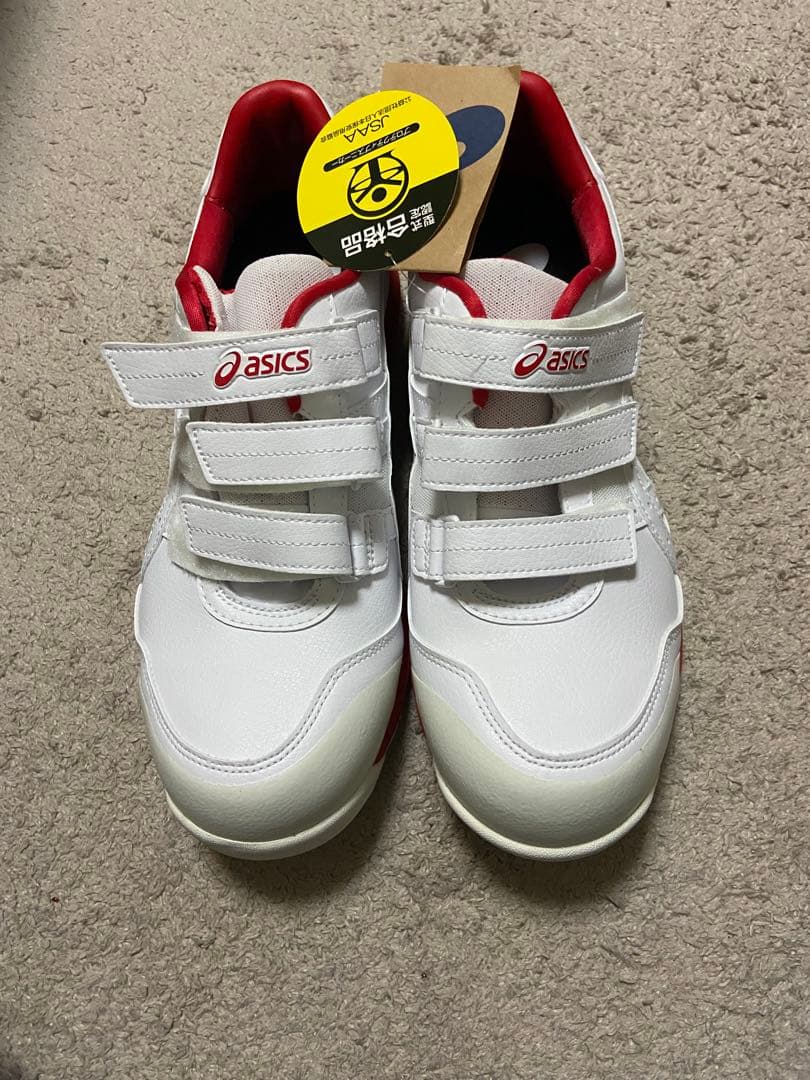 ASICS スポーツシューズ ベルクロ ホワイト/レッド