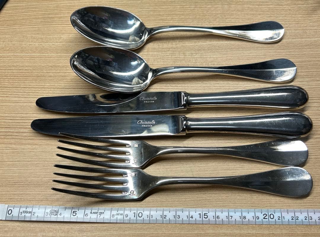 美品　クリストフル　ディナーナイフ　スプーン　フォーク　２組 マルリー テーブルスプーン フォーク、ナイフ2本 ディナー