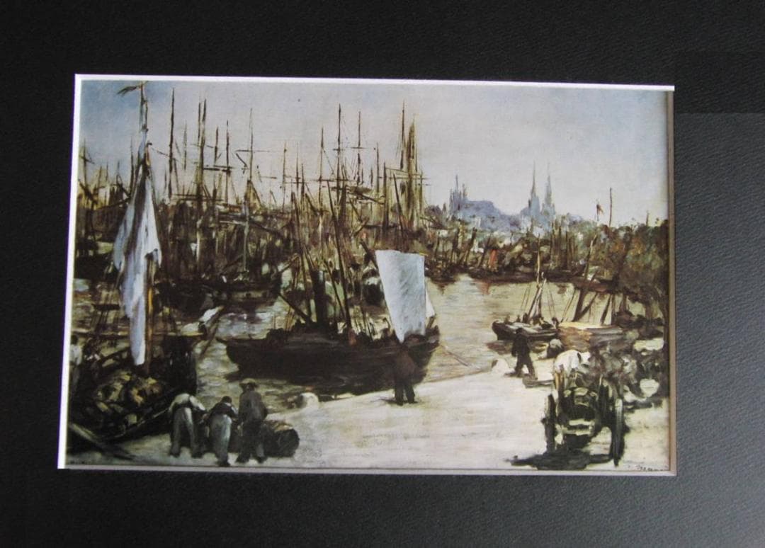 エドゥアール・マネ、【ボルドー港】、希少な額装用画集より、状態良好、新品額装付