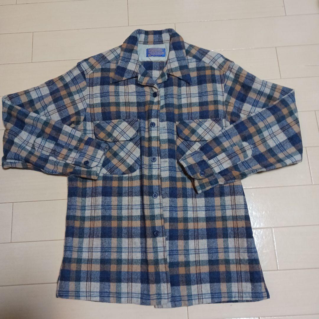 【70s〜80s USA製】ペンドルトン ウールネルシャツ ブルータグ チェック