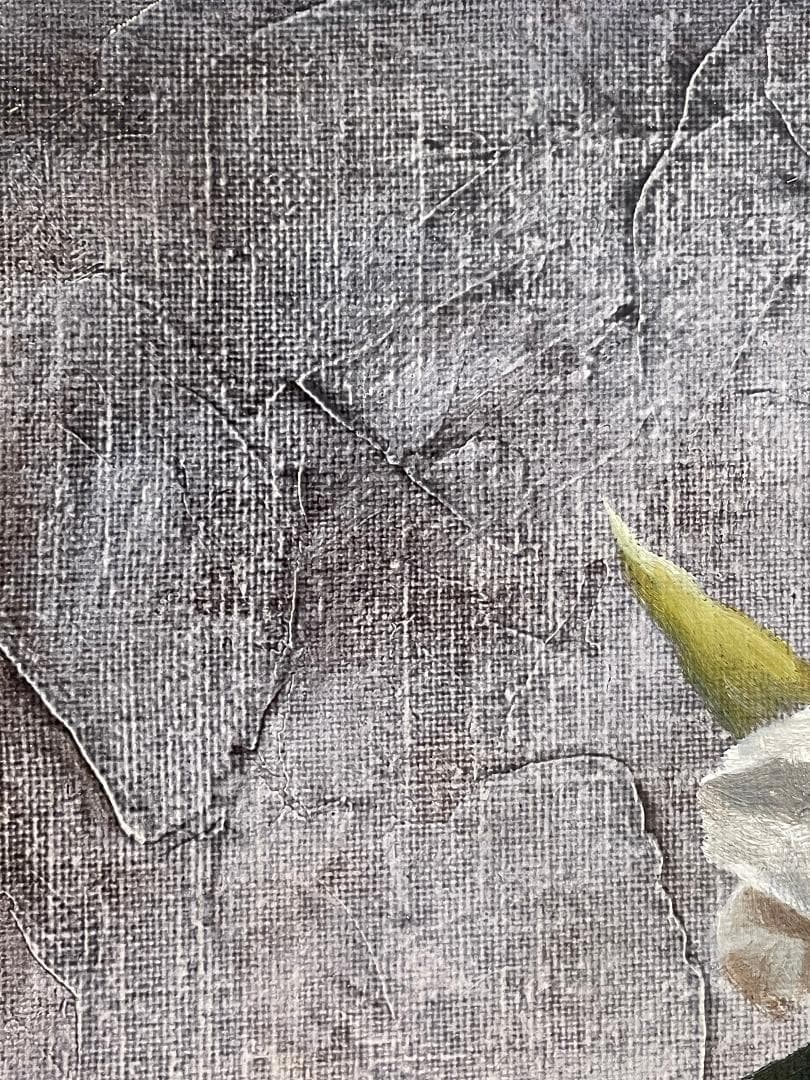 真作」安田英明「椿」静物画 油彩画 額装 サイン有り F4号