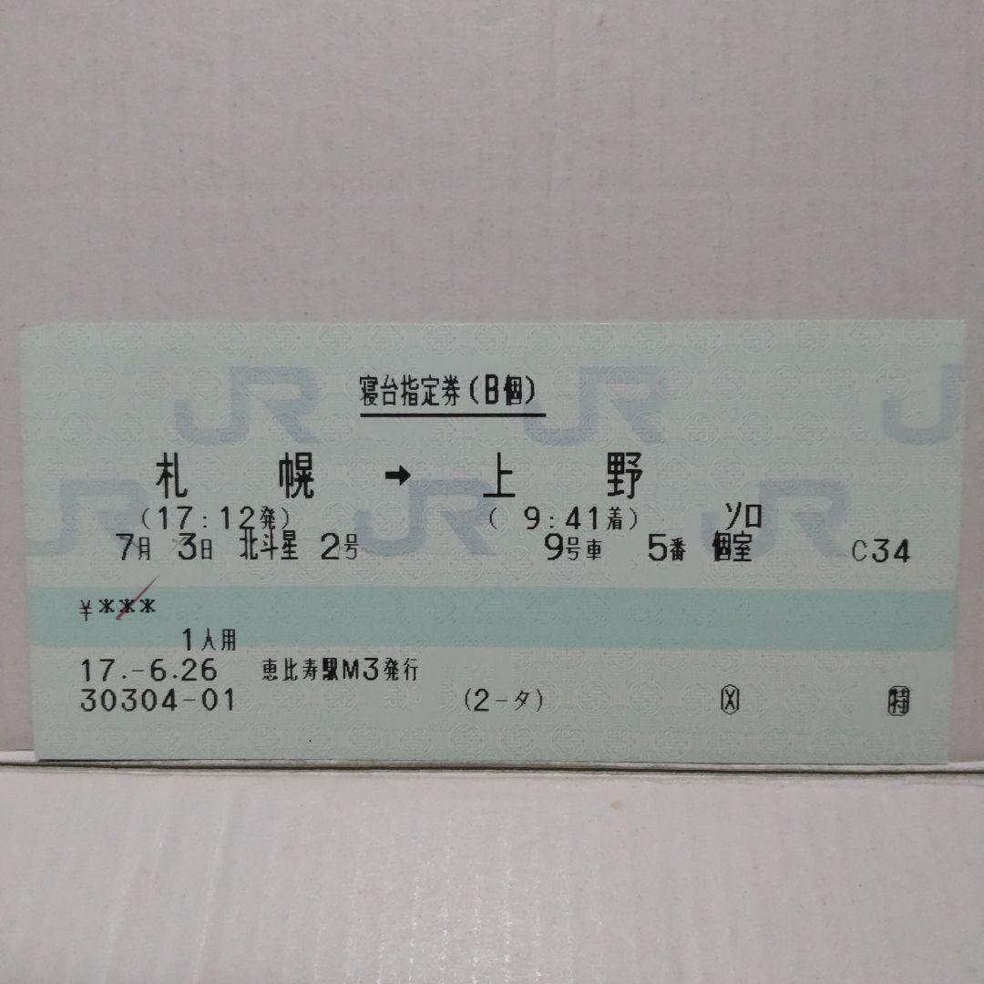 廃止列車】JRマルス券使用済 北斗星号寝台指定券（B個） | Shop at