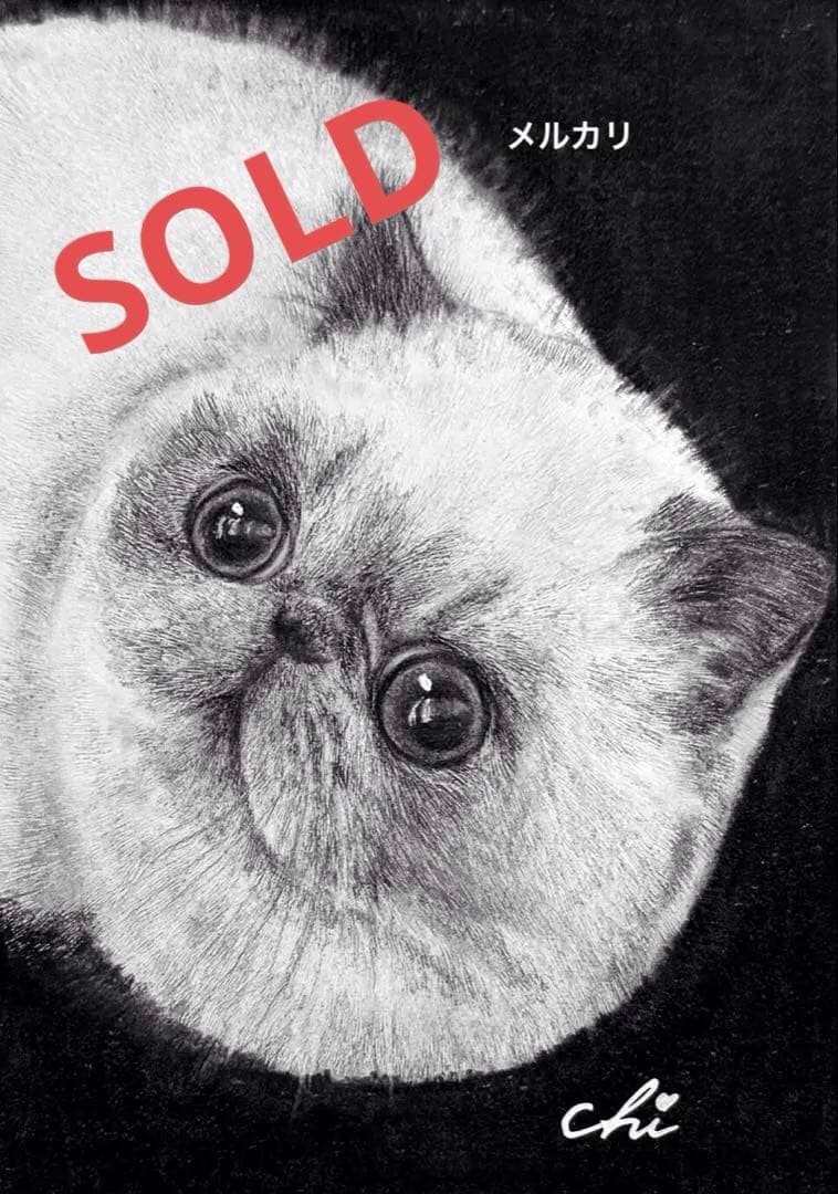 猫❤️ネコ ねこ 原画　鉛筆画　絵画　手描き イラスト Lサイズ！！