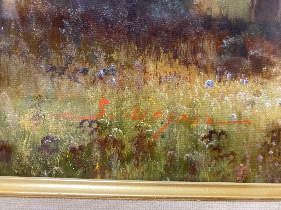 油彩 油絵 真筆 外国風景 [有名作家ワーグナー] サイン有 F6号