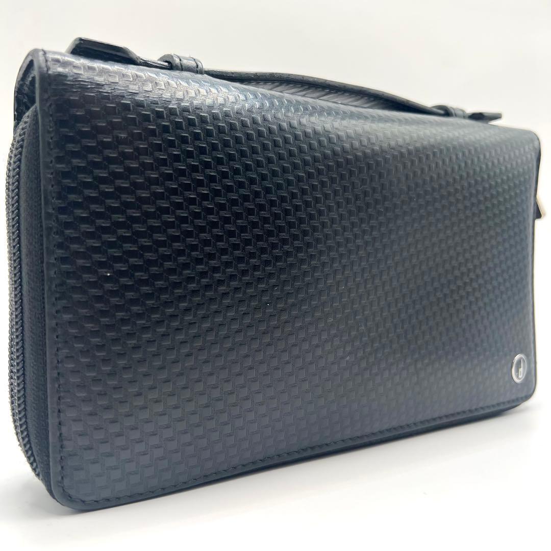 極美品✨ ダンヒル レザー ラウンドファスナー オーガナイザー 財布 ブラック