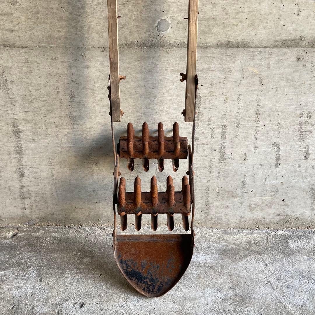 除草機 鍬 田んぼ 木製 鉄 大型 シャビー ガーデニング 農具 古民具