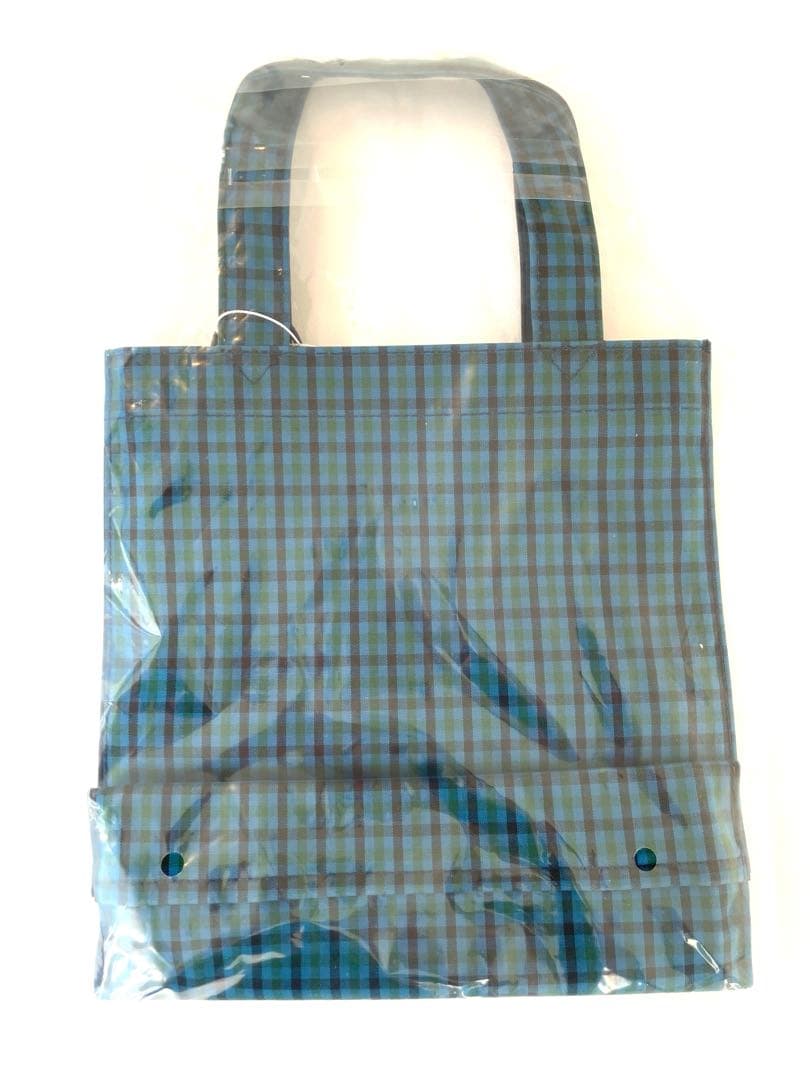 ファミリア familiar トートバッグ 小 青 バッグ 青系チェック 新品