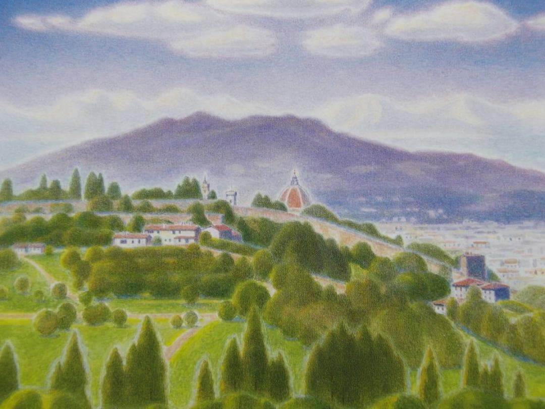 五十嵐二郎、【フィレンツェの丘】、希少な画集より、状態良好、新品