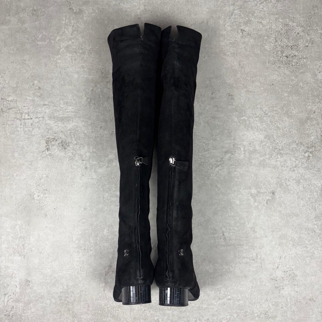 シャネル CHANEL ココマーク ニーハイブーツ レザー ブラック 36C