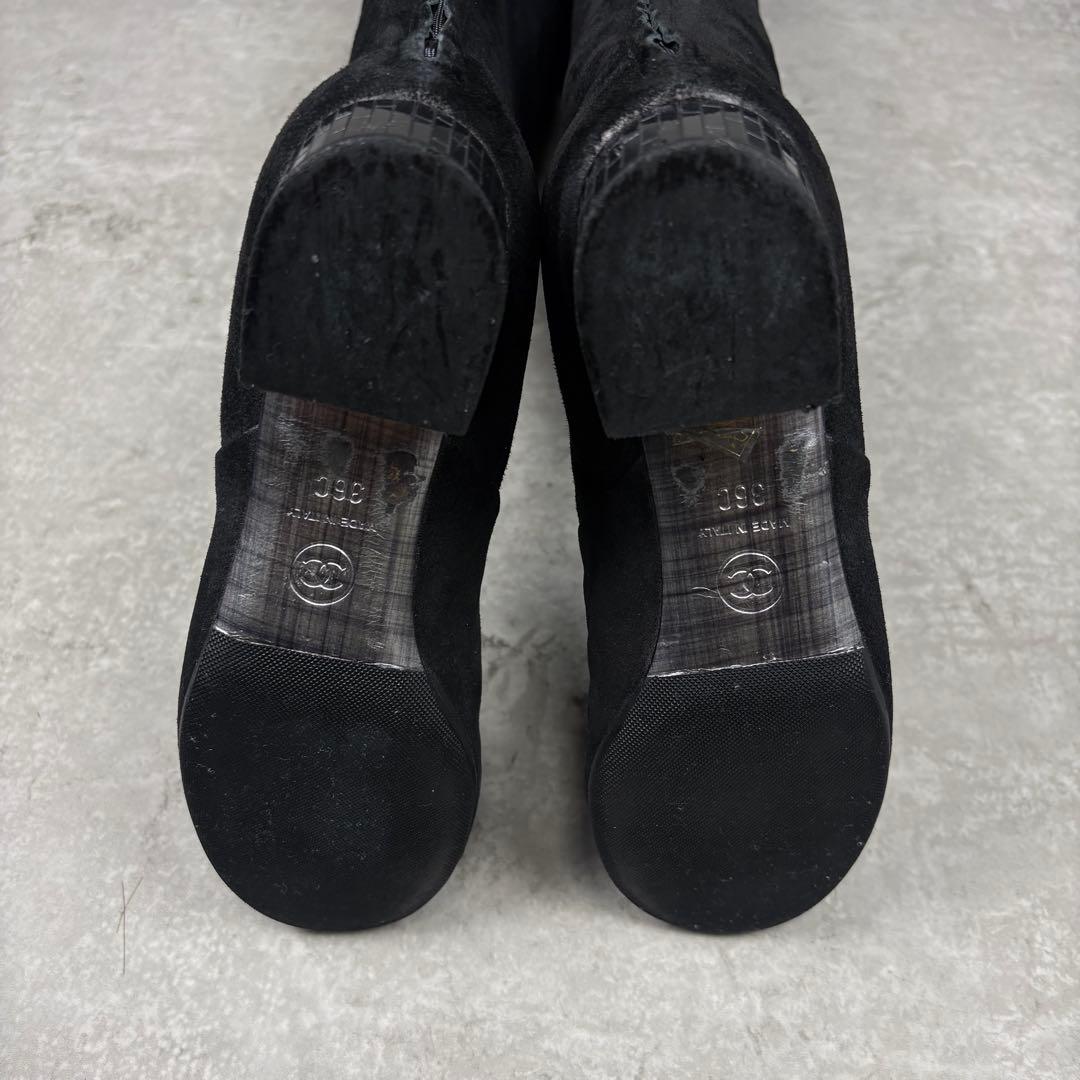 シャネル CHANEL ココマーク ニーハイブーツ レザー ブラック 36C