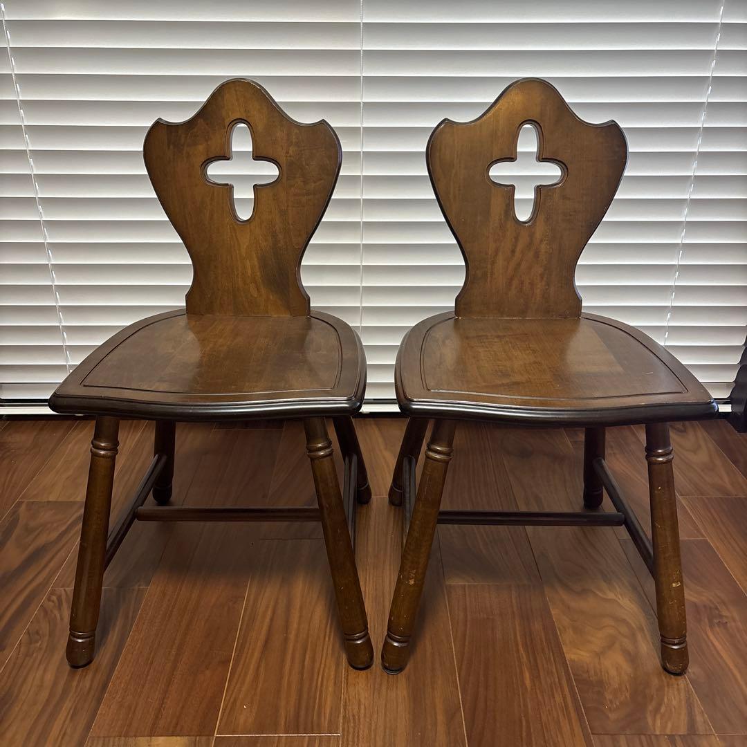 四国工芸　森のサーカス　アンティーク チェア 2脚セット 椅子 イス