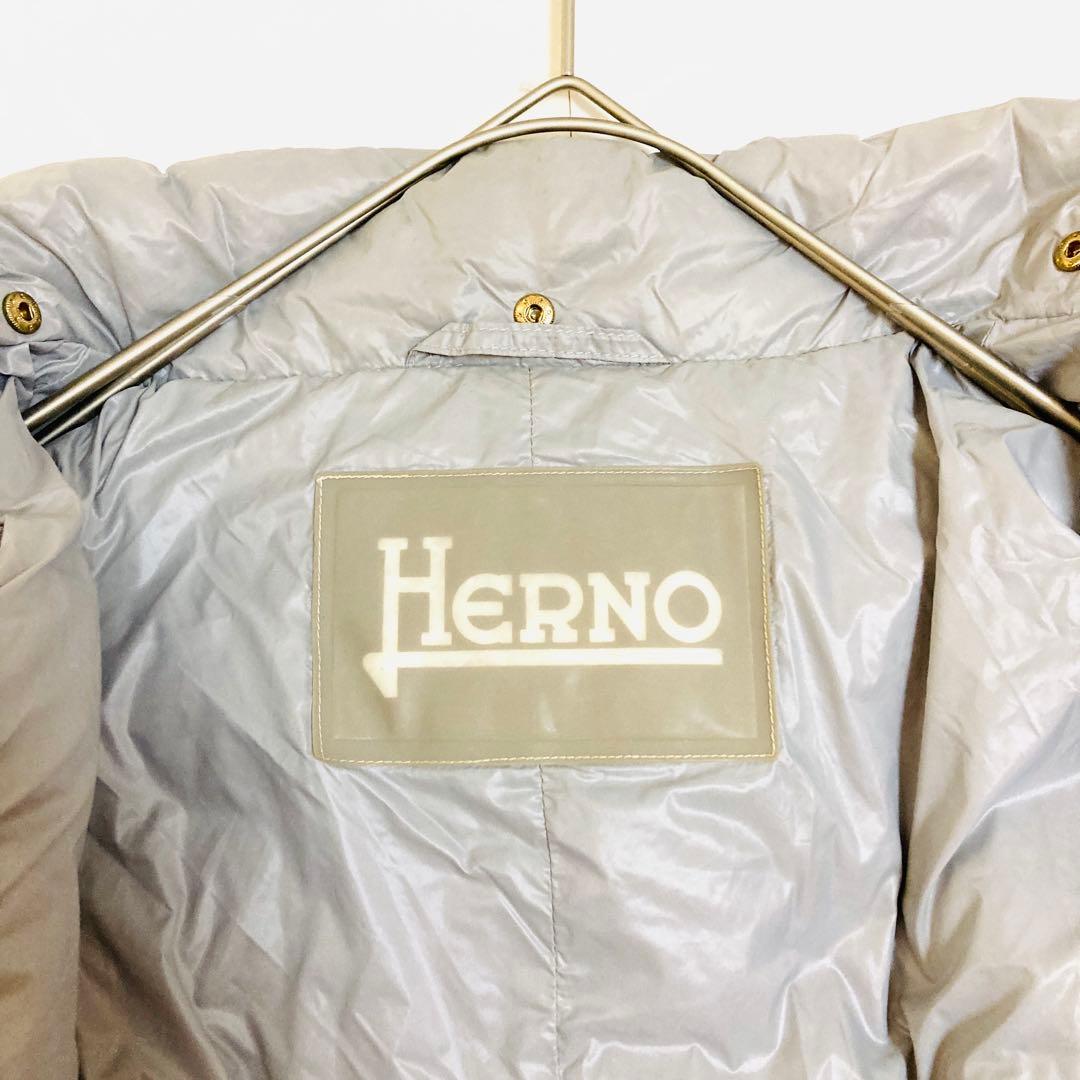 ヘルノ ダウンコート Aライン ゴールドロゴプレート ロング丈 軽量 38