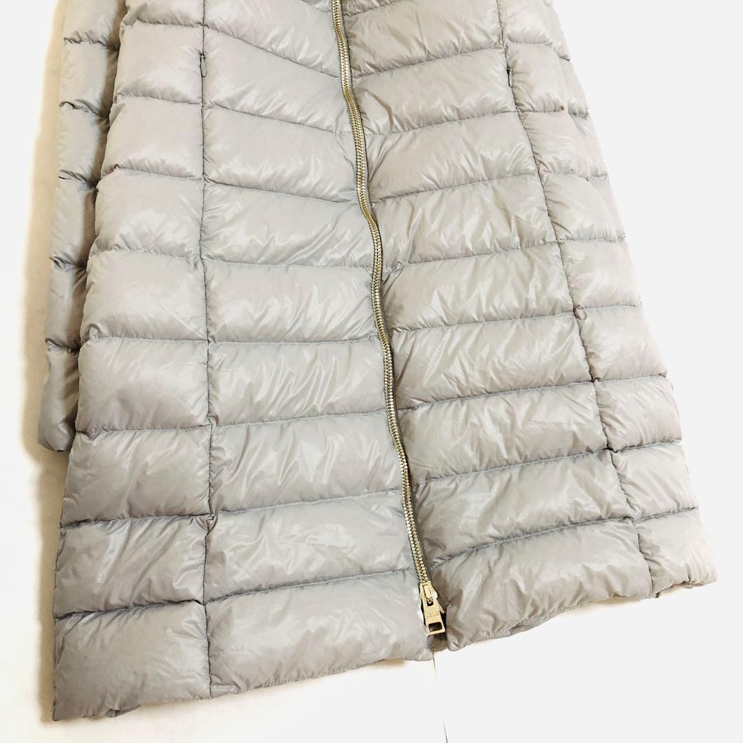 ヘルノ ダウンコート Aライン ゴールドロゴプレート ロング丈 軽量 38