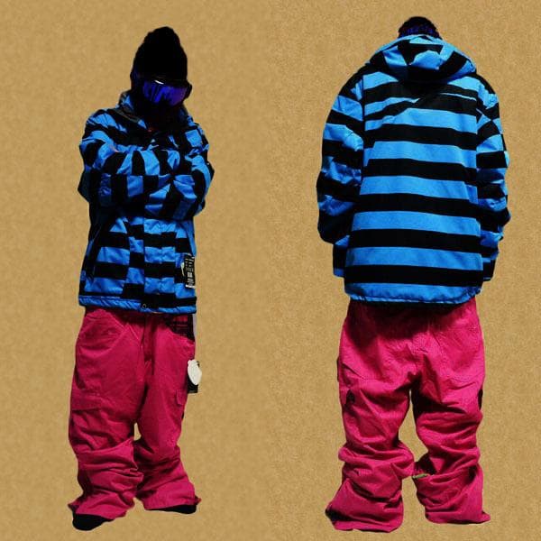 スノーボードウェア 上下セット XL 青黒 ピンクパンツ モダンアミューズメント