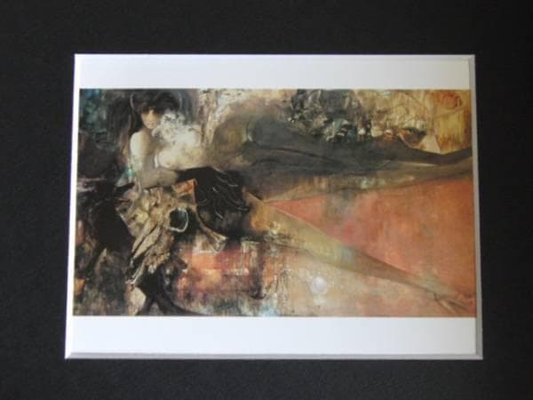 鶴岡義雄、ソワル・ド・パリ、希少な画集より、新品高級額・額装付