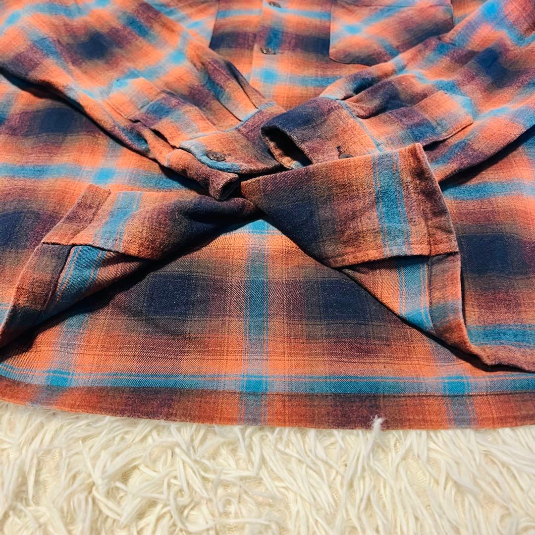 Pendleton オレンジネイビー ボードシャツ L フランネルシャツ 綿