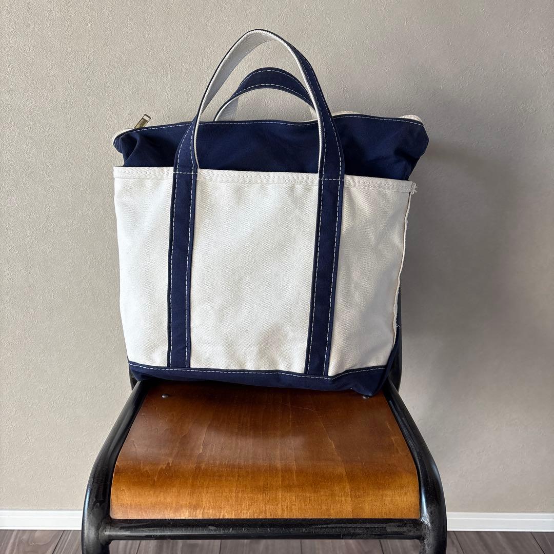 エルエルビーン　ボートアンドトート　ネイビー　ジップトップ　ミディアムサイズ L.L.Bean（エルエルビーン） トートバッグ ボート・アンド・トート
