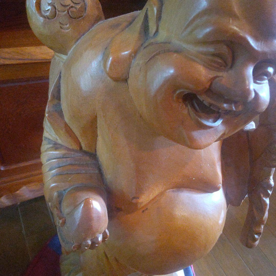 木彫 大黒天 置物 七福神 三木作 高さ約76cm 重量約12kg 補修箇所あり