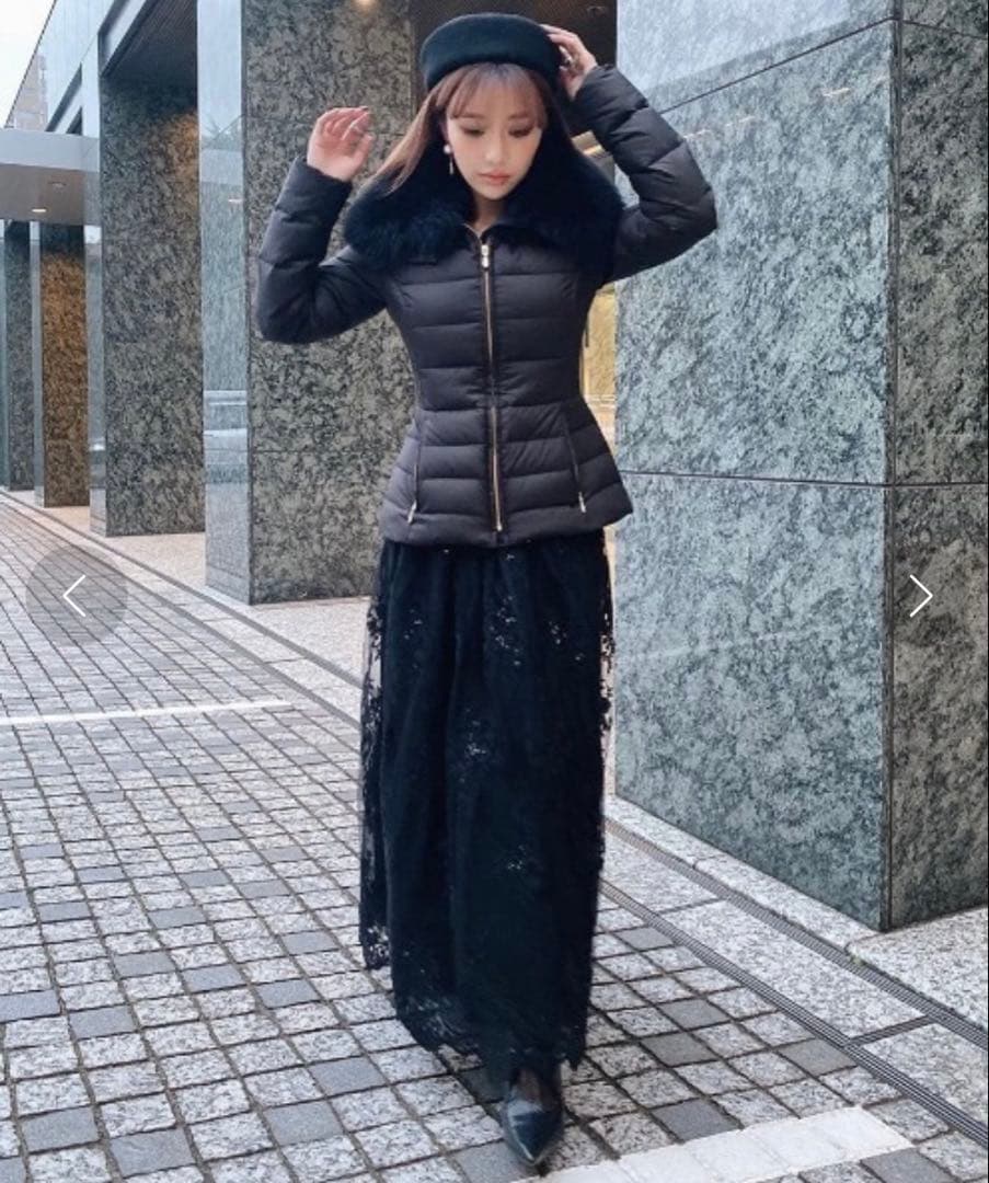 eimy istoire フォックスファーショートダウン ブラック ペプラム