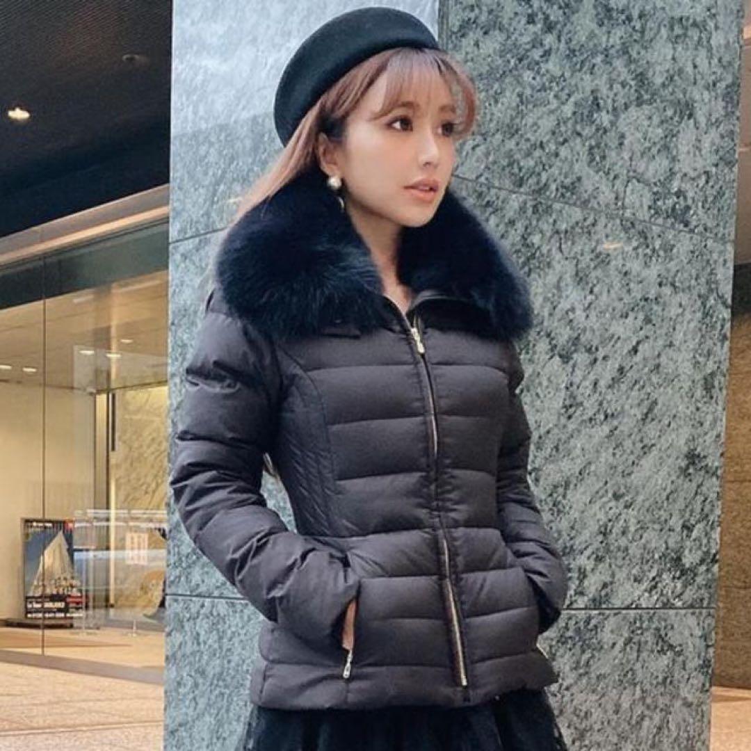 eimy istoire フォックスファーショートダウン ブラック ペプラム