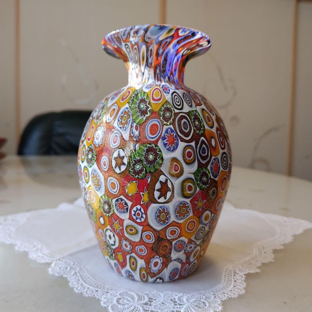 ベネチアングラス ミルフィオリ ゴールデンキルト 工芸品