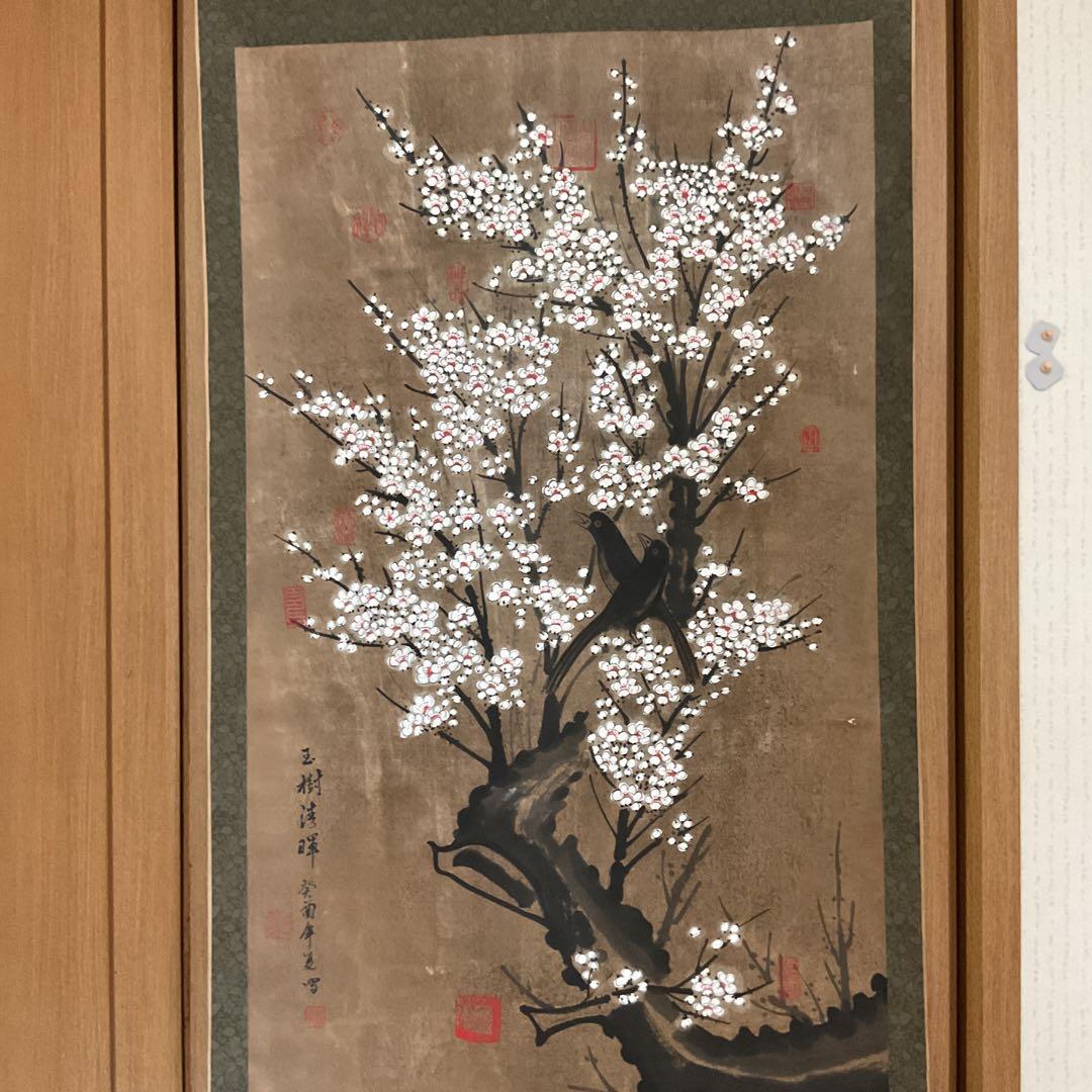 中国画 作者不詳作 絹本大幅 ダイナミックな描き込み 素晴らしい作品