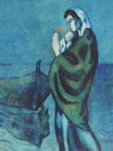 パブロ・ピカソ、海辺の母子像、希少な画集より、新品高級額装付