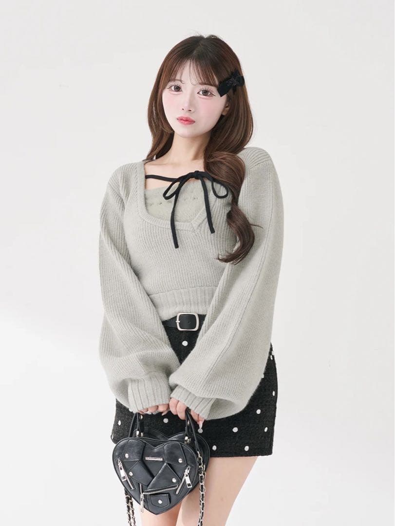 Darich ダーリッチ アシメレイヤードニットトップス グレー gry