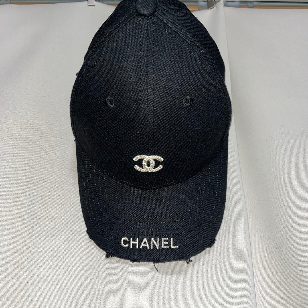 CHANEL ブラックキャップ ベースボールキャップ