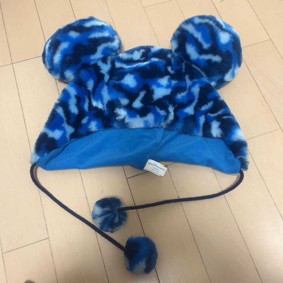 ディズニー ファンキャップ 青 水色 迷彩 レア ヒョウ柄 値下げ中