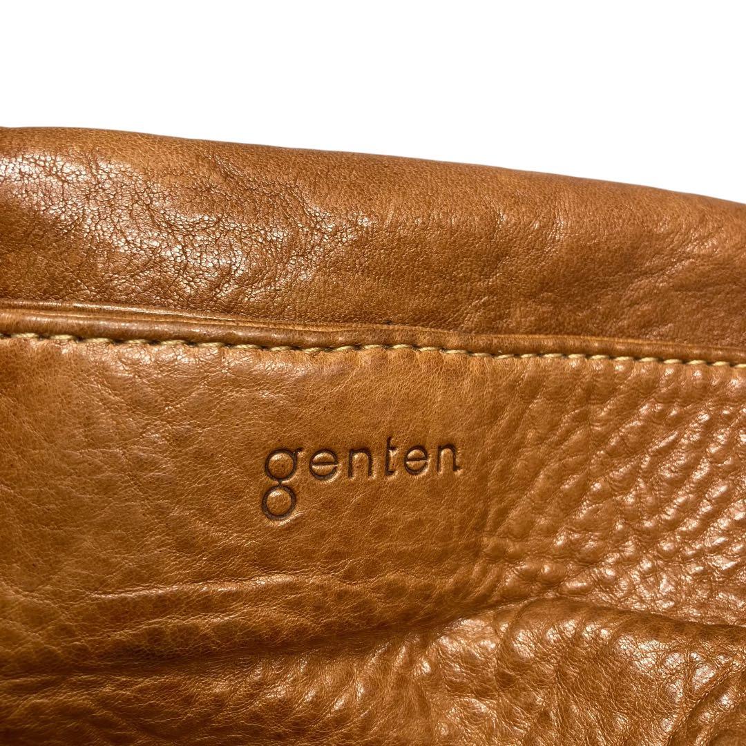 genten ウールシープ本革 メッセンジャーバッグ クロスボディ 飴色