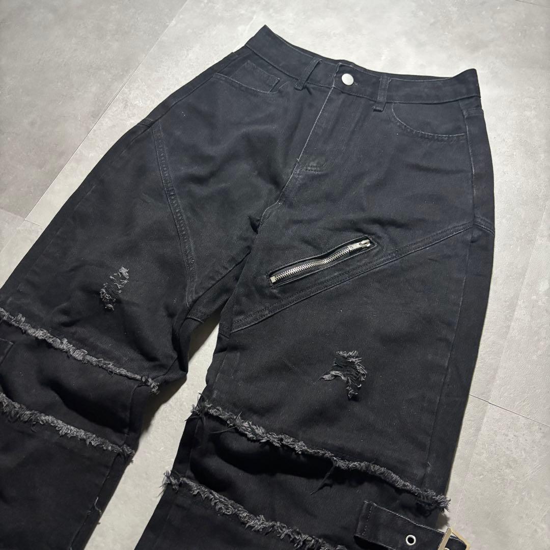 y2k archive black denim gimmick opium - メルカリ