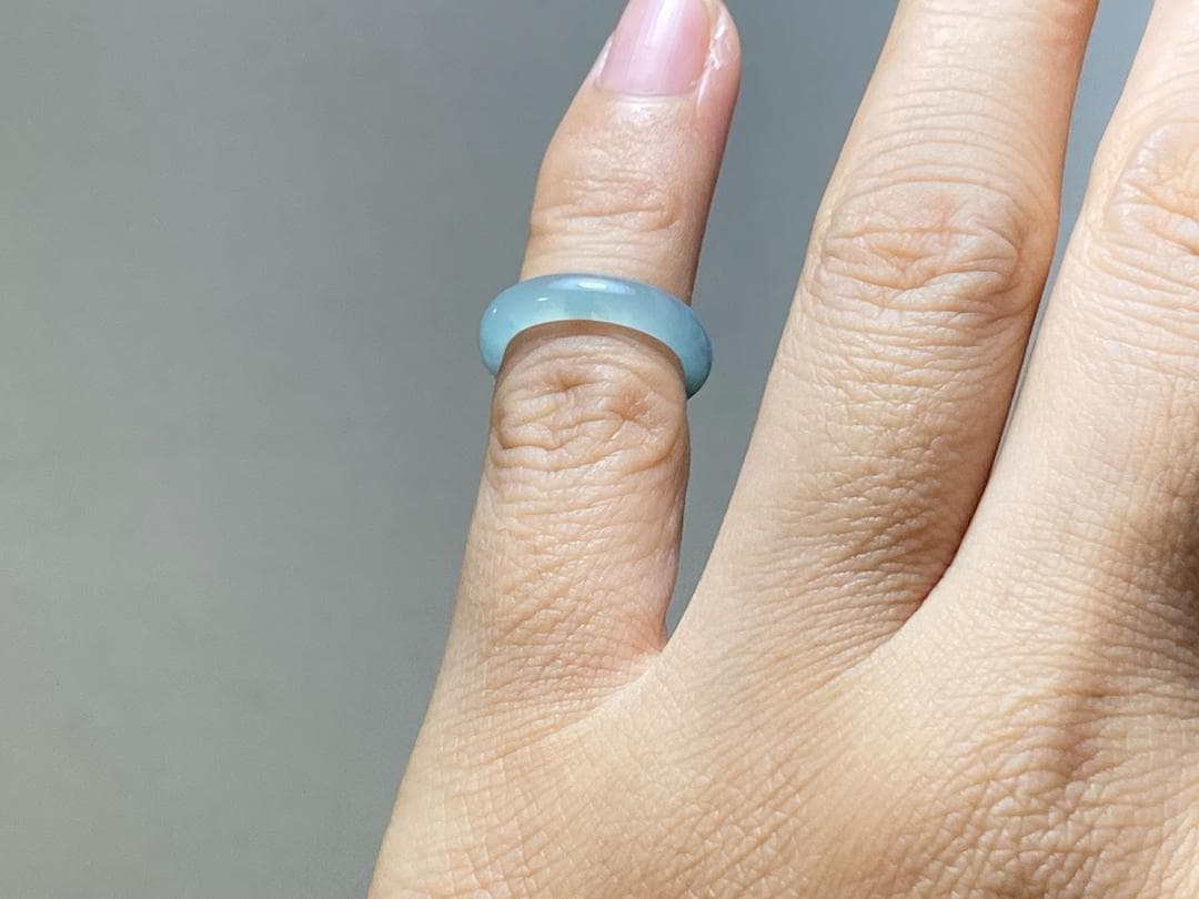 L16-150 ピンキーリング 氷種 1.5号深緑グアテマラ産A貨本翡翠くりぬき