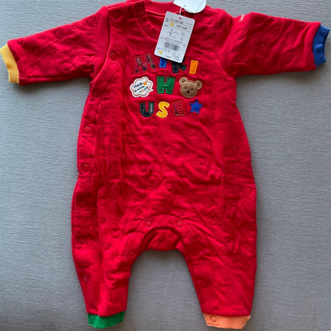 新品 ミキハウス 赤色ロンパース サイズ70