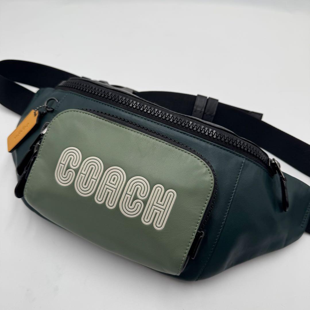 極美品✨ コーチ トラック ウエストポーチ カラーブロック レザー ロゴ
