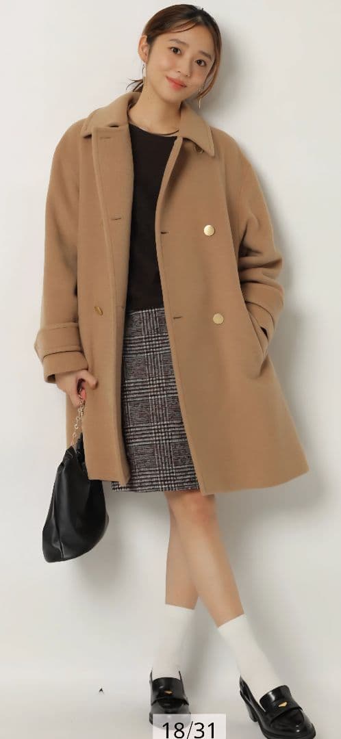 JUSGLITTYスタンダードPコートキャメル 2025新品タグ付き 中古・古着通販】JUSGLITTY (ジャスグリッティー) スタンダードPコート