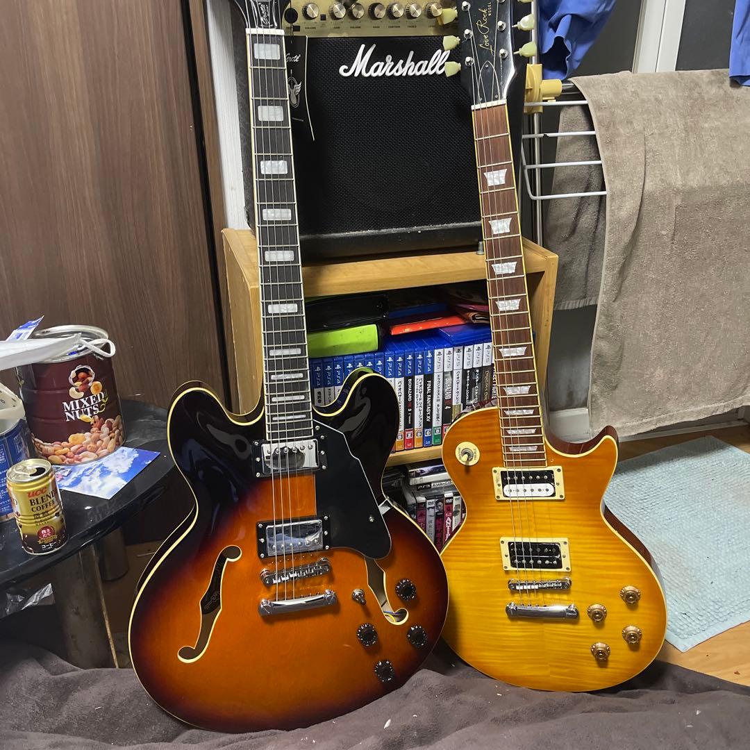 エレキギターセミアコギターTOKAIレスポール2点セット