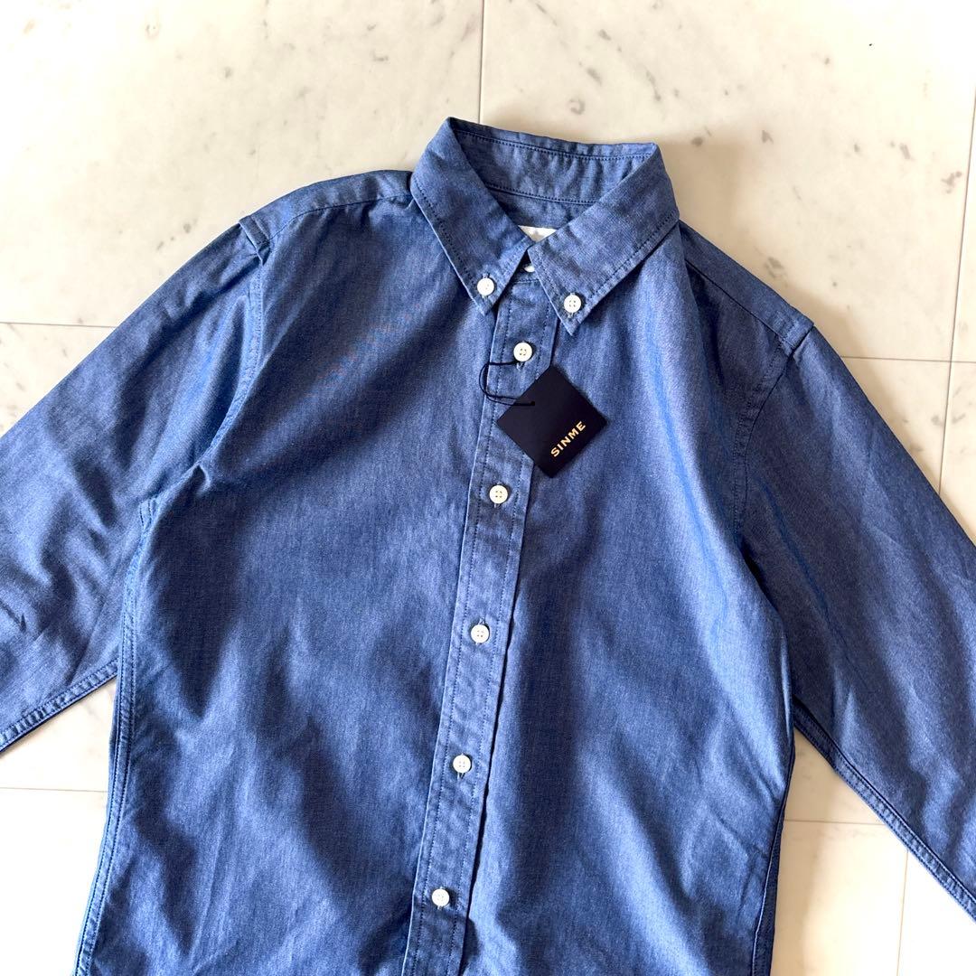 美品 SINME シンメ ダンガリークロスボタンダウンシャツ サックス