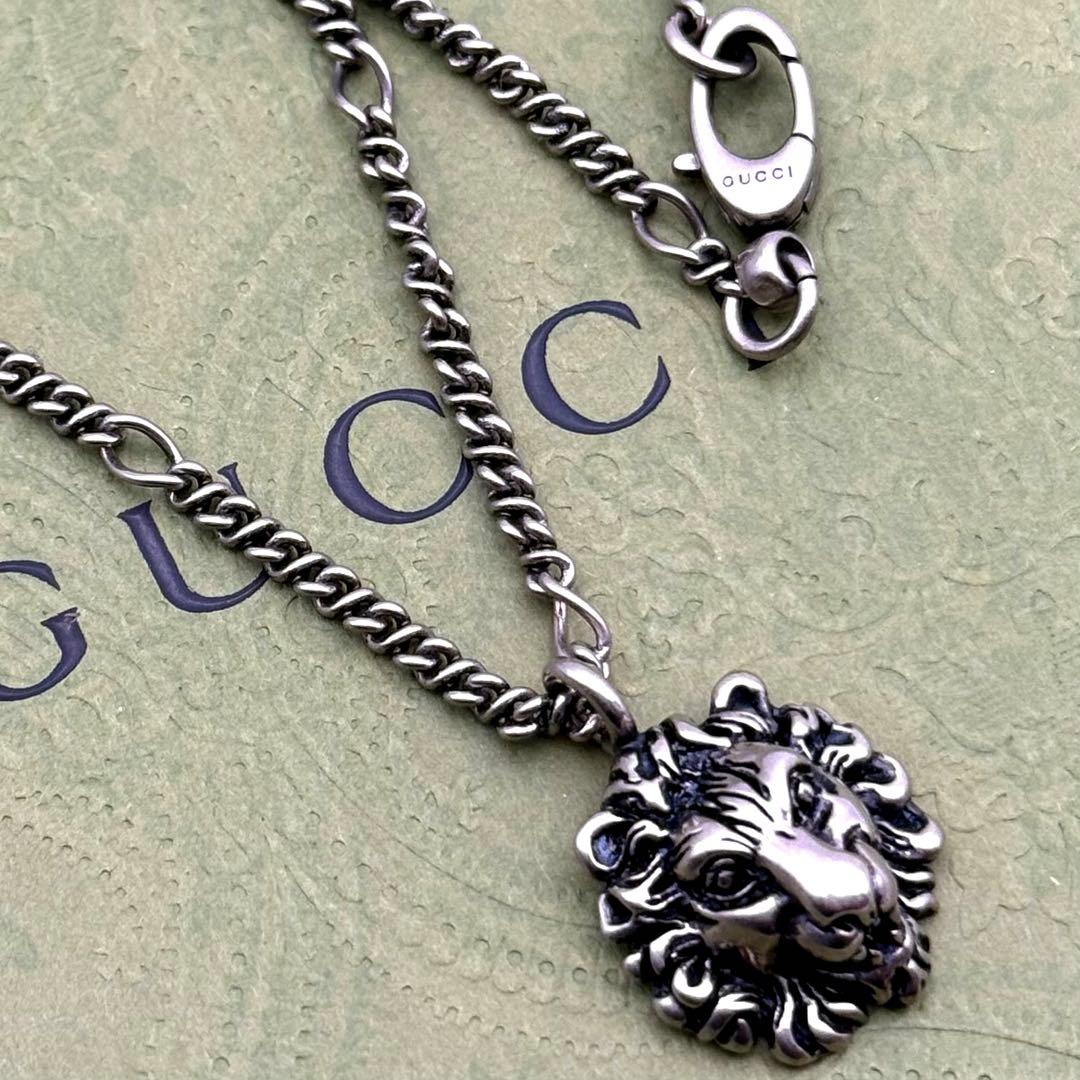 希少/極美品✨グッチ ライオンヘッド ネックレス シルバー 410673