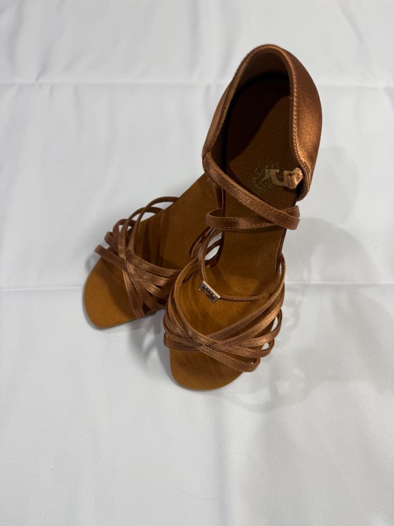 スーパダンスシューズ 1403 ダークタンサテン Supadance, 1403, Dark Tan Satin, 2.5” Flared Heel – Ballroom