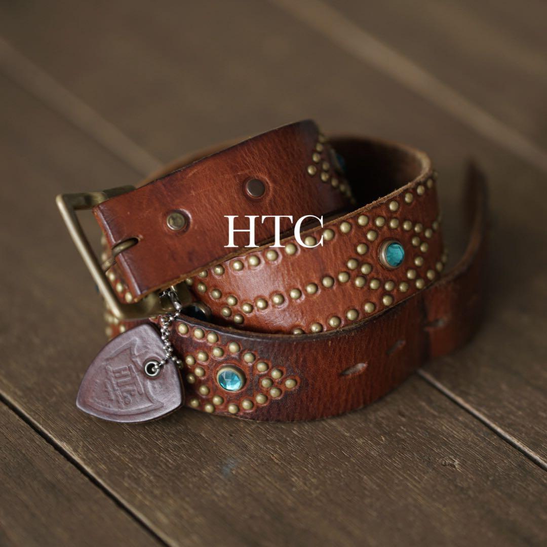 HTC エイチティーシー スタッズ レザー ストーン ベルト 34 HTC エイチティーシー 53 NO PATCH STONE 1.75 ピーナッツ ライン