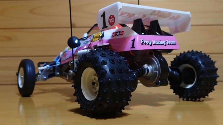タミヤXBマイティフロッグ前後LEDライト付プロポ付き塗装済み完成品未