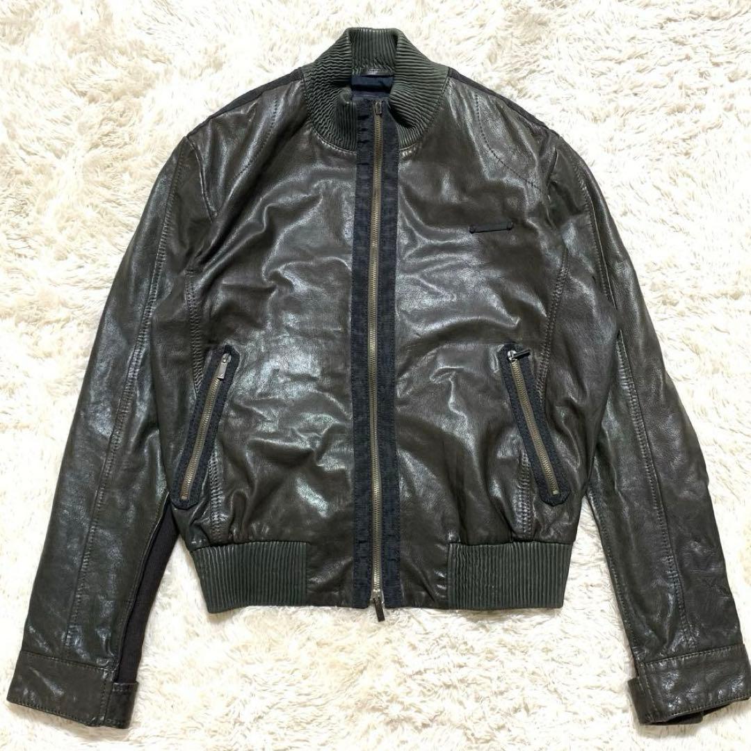 ARMANI エンポリオアルマーニ レザー ジャケット 羊革 ロゴプレート 50 アルマーニ メンズ ジャケット エンポリオアルマーニ EMPORIO ARMANI