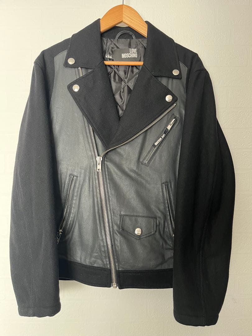LOVE MOSCHINO ラブモスキーノ ウール ライダースジャケット M